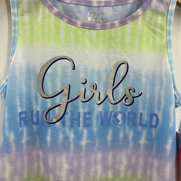 Hind Girls Tie Dye Girls Run The World Relax Tank Top Size L NWT - Picture 3 of 16